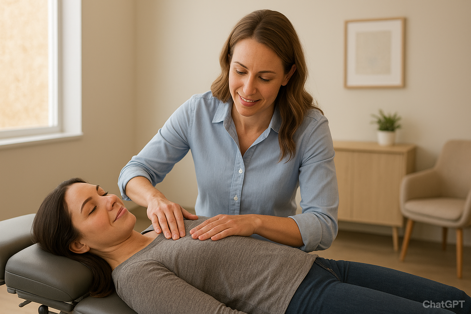 Overland Park chiropractor performing a gentle spinal adjustment at Davidson Family Wellness.